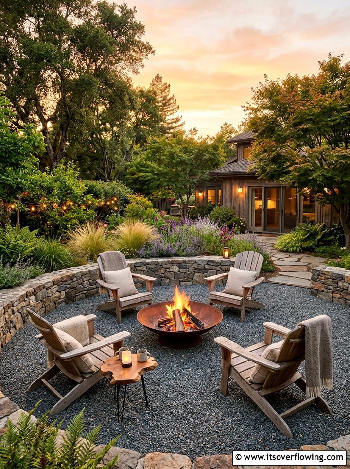 Gravel garden with fire pit - 25 garden design ideas with gravel gardens