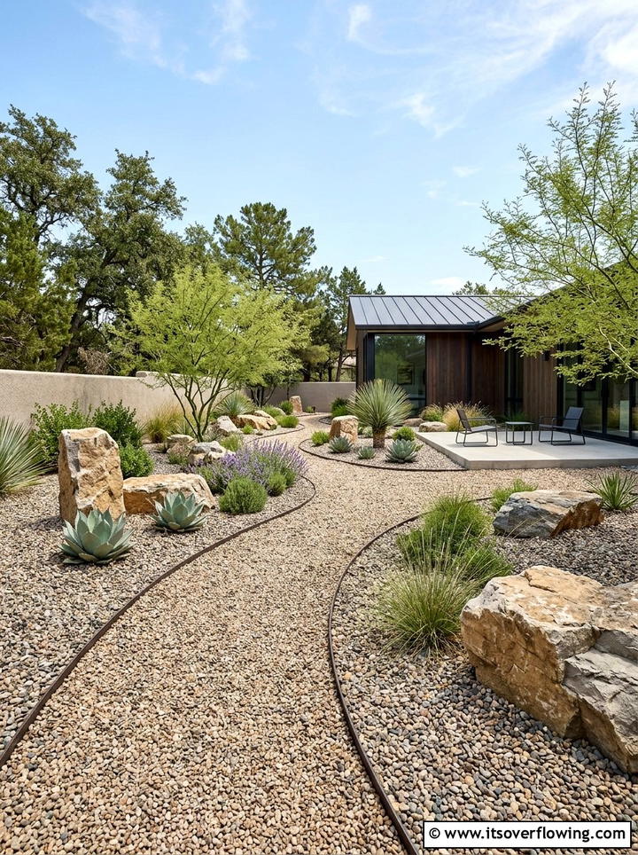 Gravel mulch backyard - 25 garden ideas for desert style