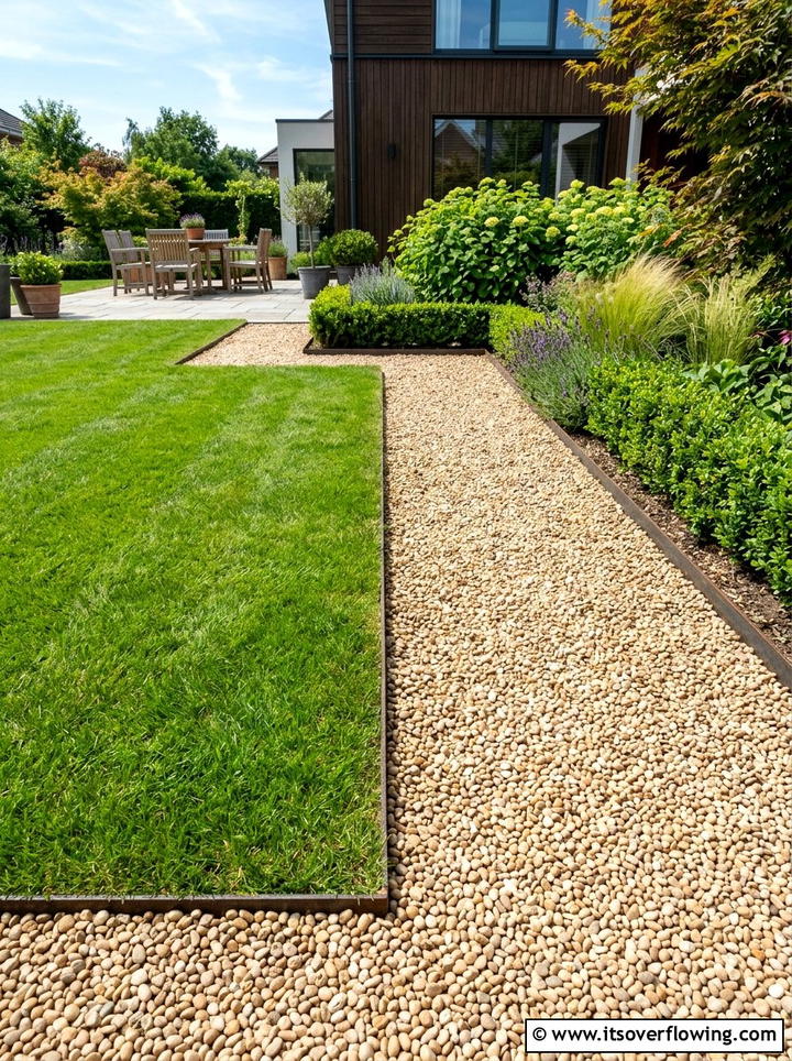 Gravel path border - 25 backyard ideas with edging