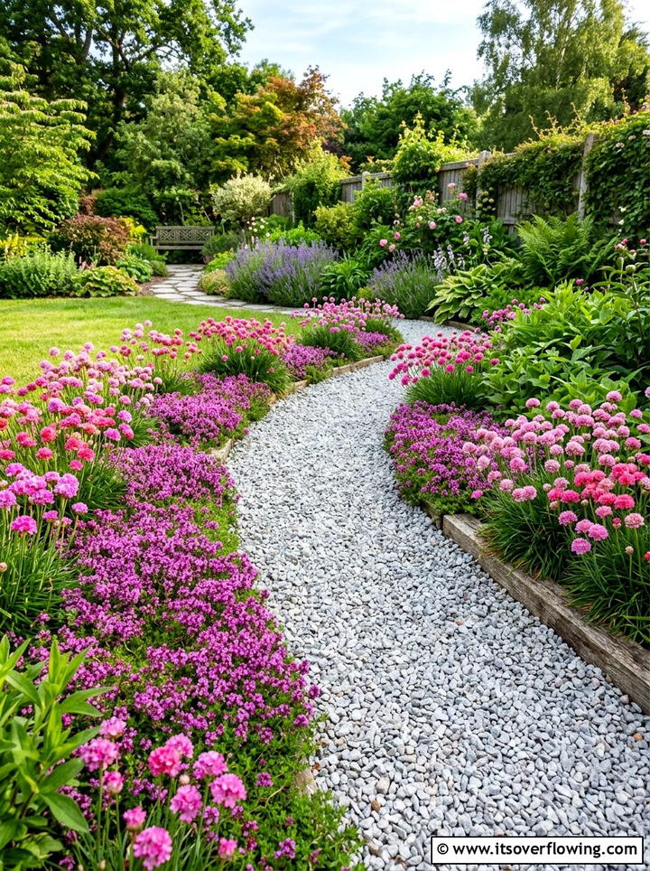 Gravel path flower edging - 25 small garden ideas with flowers