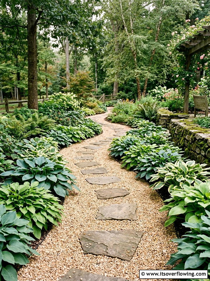 Gravel path landscape - 25 garden ideas for rainy climate