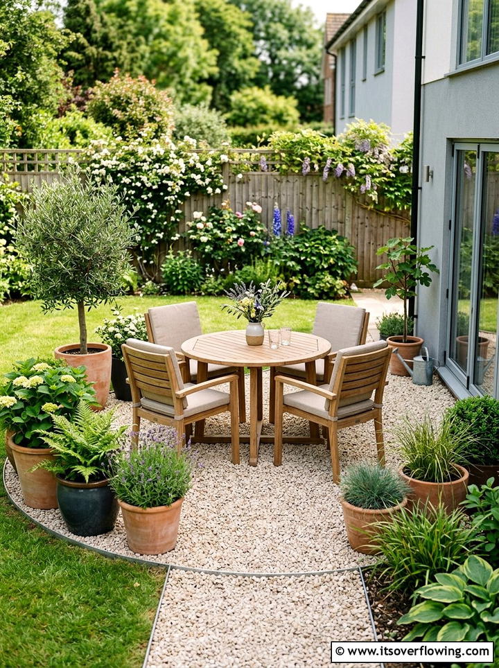 Gravel patio area - 25 garden ideas for rental homes