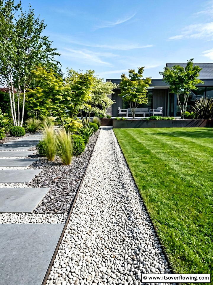 Gravel trench border - 25 garden ideas with garden edging