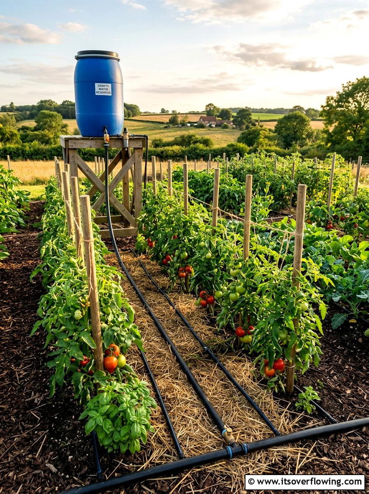 Gravity fed drip irrigation - 25 cheap garden ideas with rain barrels