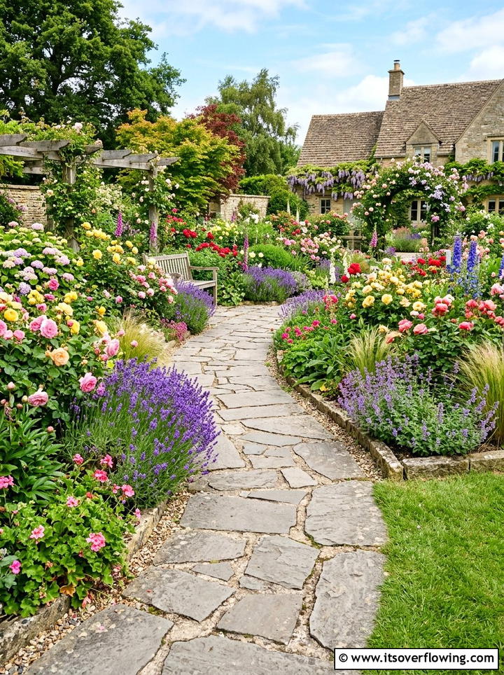 Gray Flagstone Walkway - 25 backyard ideas with stamped concrete