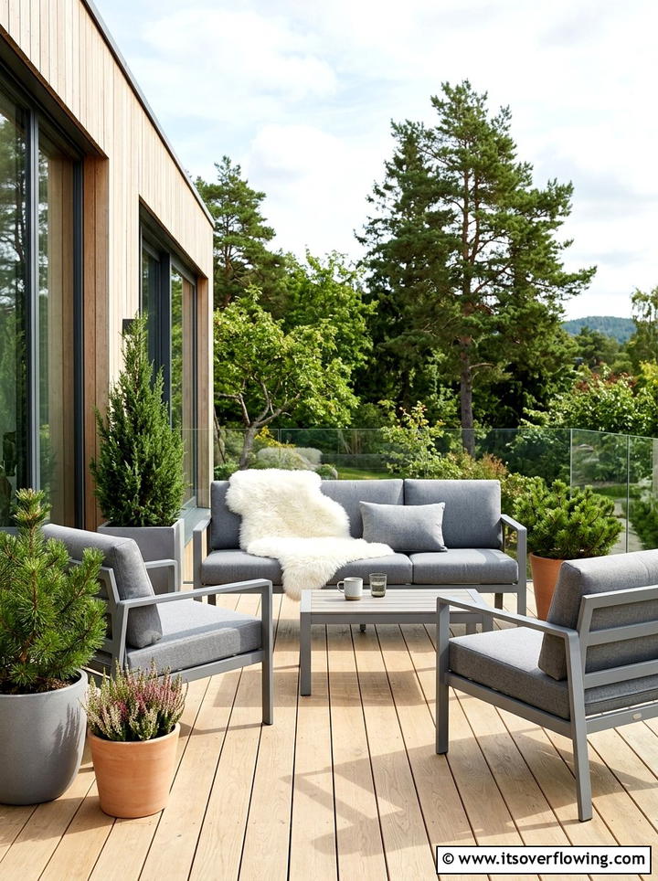 Gray Outdoor Seating - 25 front porch decor ideas with throws