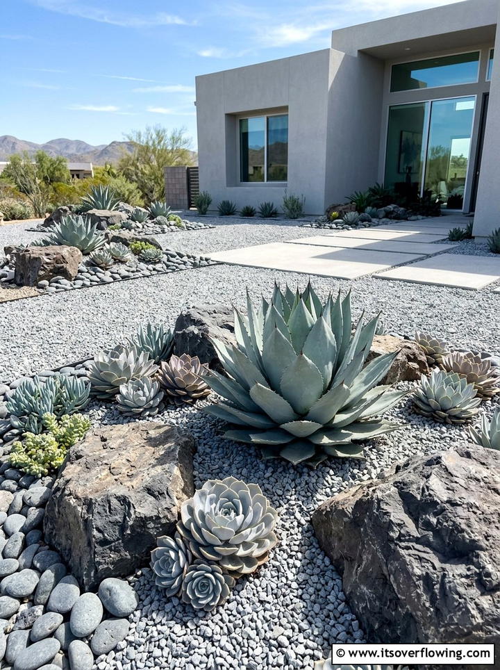 Gray Succulent Rock Garden - 25 garden design ideas with monochrome plants
