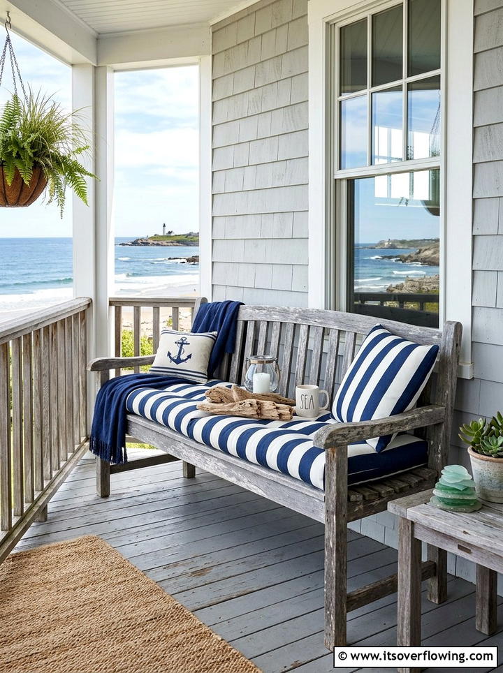 Gray Weathered Wood Bench - 25 front porch decor ideas with antique benches