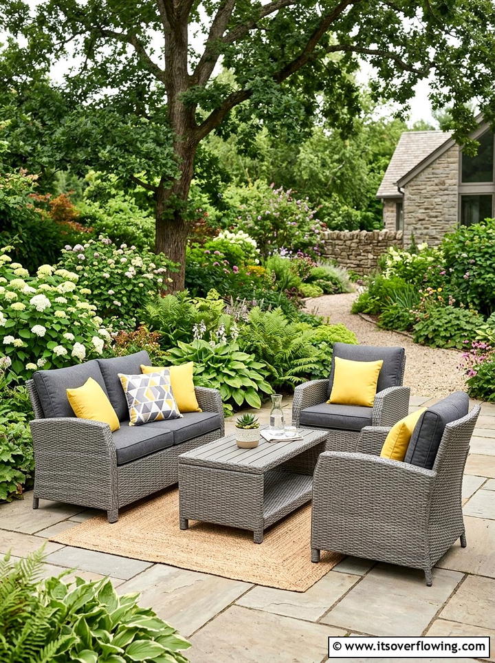 Gray Wicker Conversation Set - 25 front porch ideas with wicker furniture