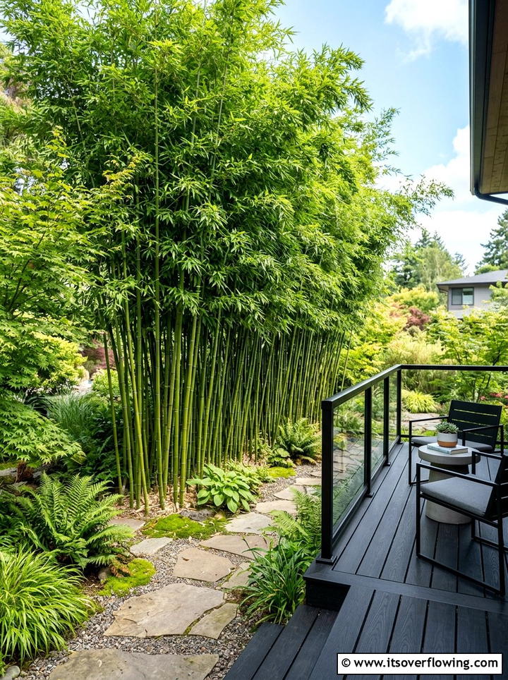 Green Bamboo Garden Screen - 25 garden design ideas with monochrome plants