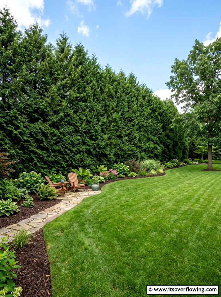 Green Giant Arborvitae Fence - 25 backyard ideas with privacy trees