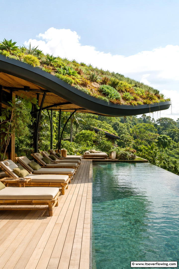 Green Roof Living Shade for Eco Luxury - 30 Pool Shade Ideas for a Cool and Relaxing Oasis