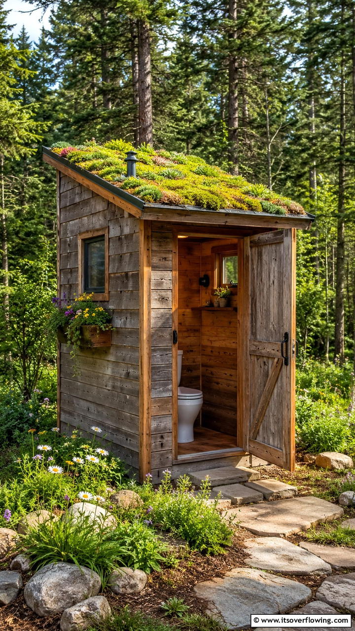 Green Roof Outhouse - 20 Outhouse Design Ideas for Modern and Rustic Homes
