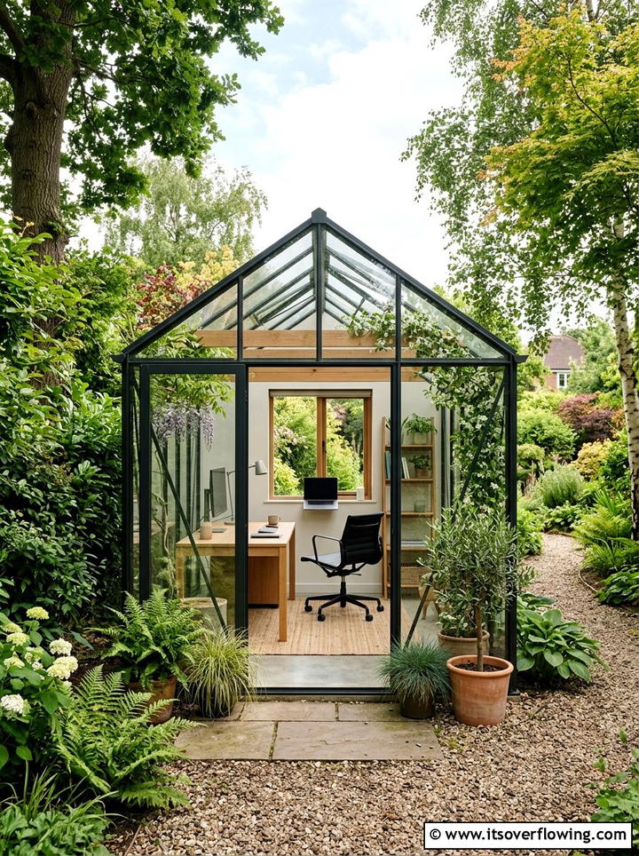 Greenhouse Backyard Office - 25 backyard ideas with greenhouse