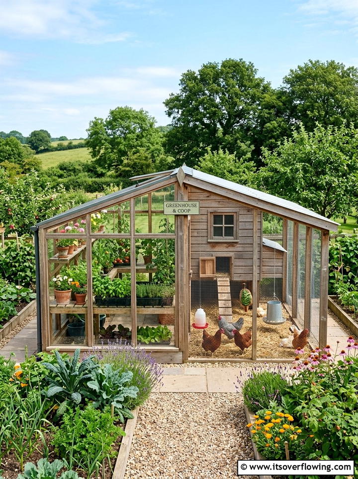 Greenhouse Chicken Coop - 25 creative garden ideas with chicken coop gardens