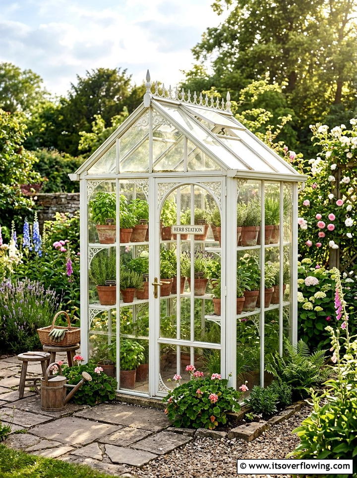 Greenhouse Herb Station - 25 backyard decorating ideas with herb stations