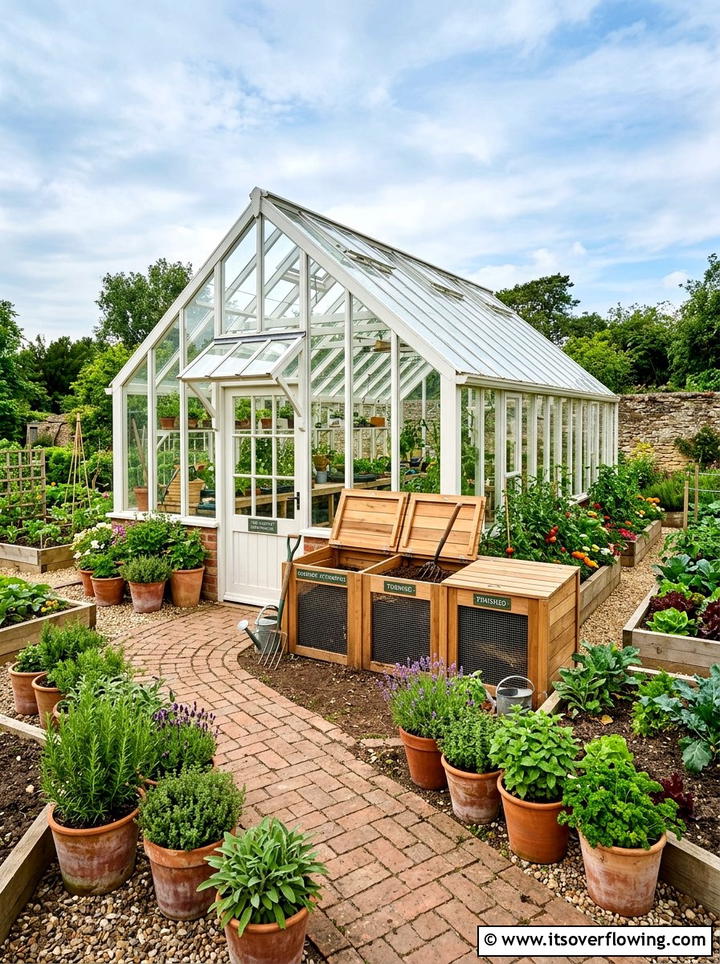 Greenhouse Integrated Composting Pit - 25 garden ideas with compost bins