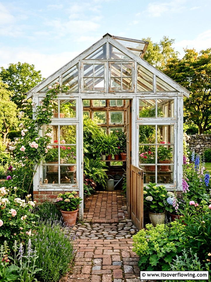Greenhouse Made From Old Windows - 25 upcycled garden ideas with old windows