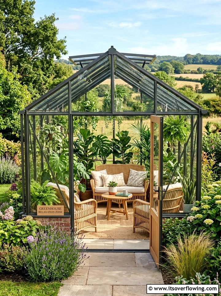 Greenhouse Relaxation Zone - 25 garden design ideas with seating zones
