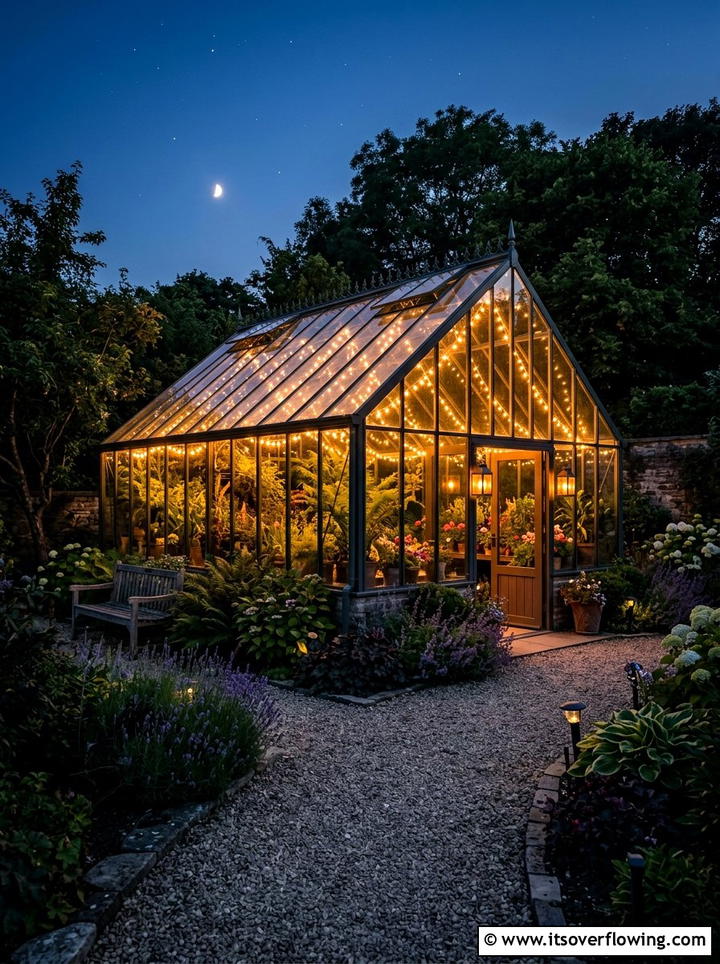Greenhouse String Lights - 25 cheap garden ideas with string lights