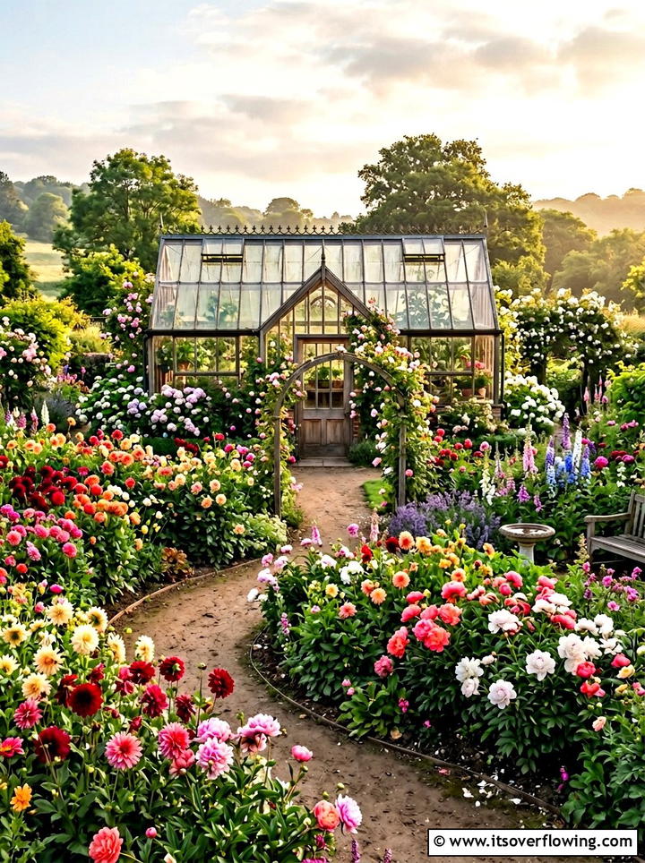 Greenhouse With Flower Garden - 25 backyard ideas with greenhouse