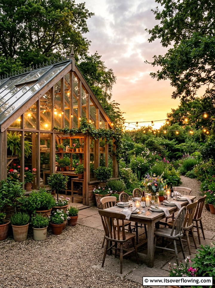 Greenhouse With Outdoor Dining Area - 25 backyard ideas with greenhouse