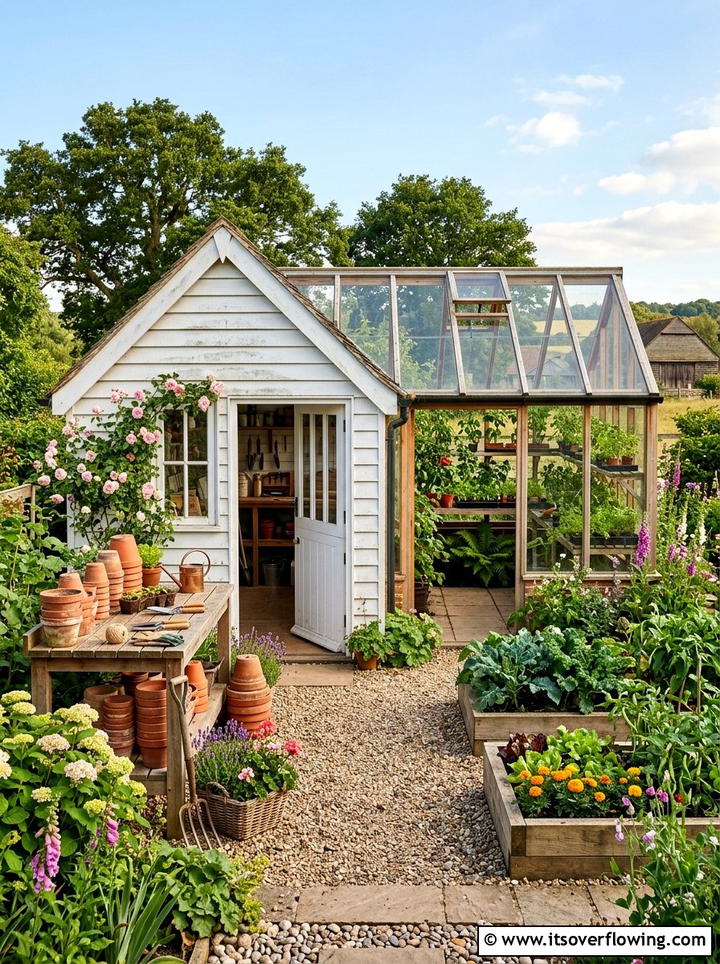 Greenhouse With Potting Shed - 25 backyard ideas with greenhouse