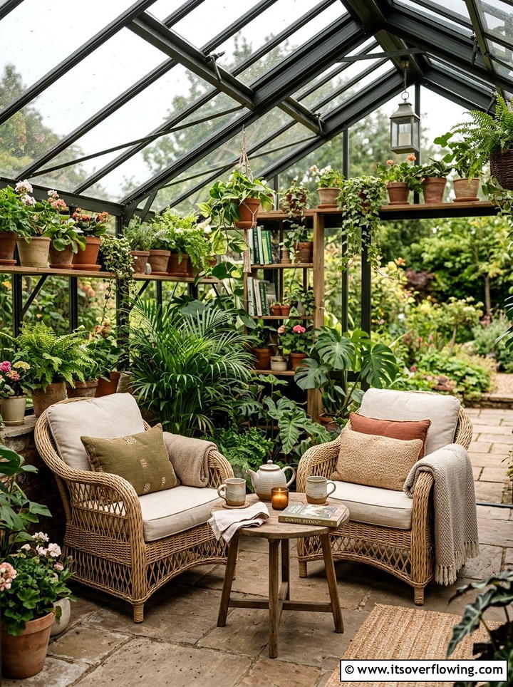Greenhouse With Seating Area - 25 backyard ideas with greenhouse