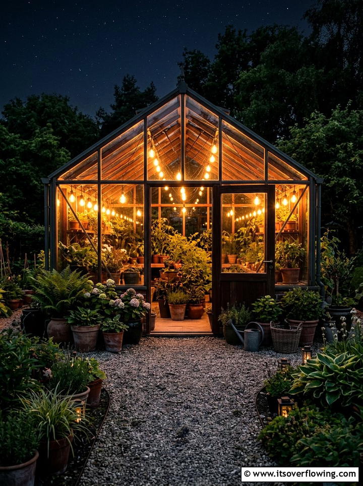 Greenhouse bulb lights - 25 garden decor ideas with string bulb lights