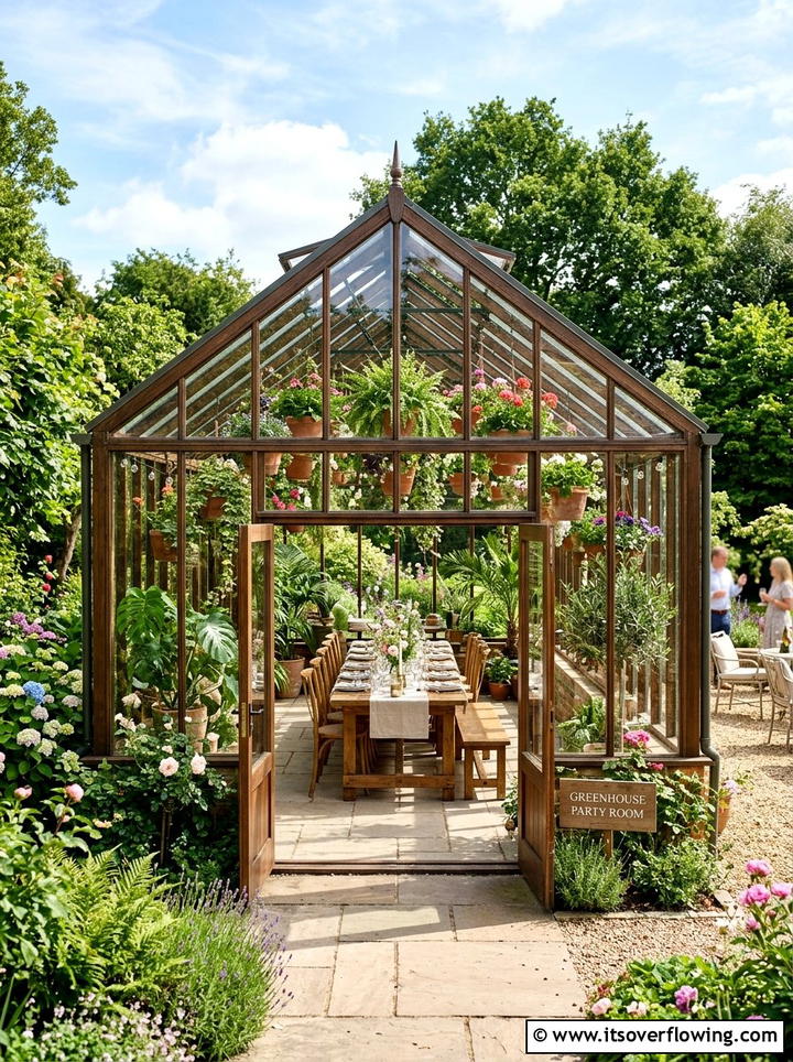 Greenhouse party room - 25 creative garden ideas with outdoor party zones
