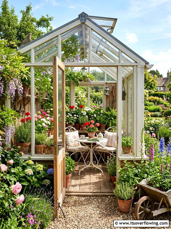 Greenhouse seating area - 25 backyard ideas with cozy corner