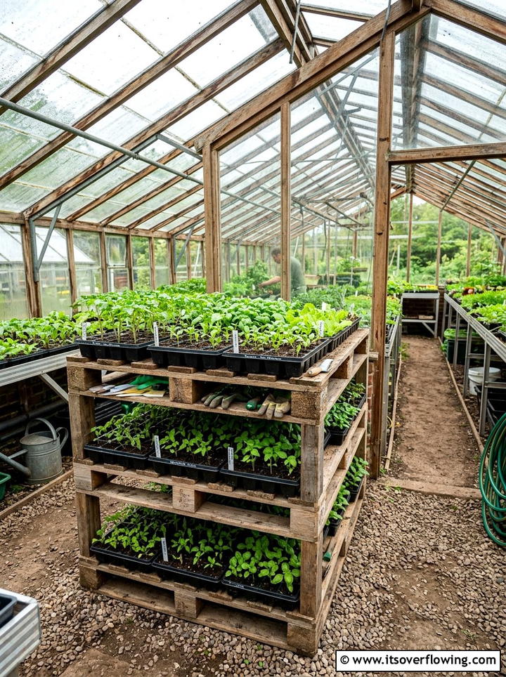 Greenhouse shelf - 25 creative garden ideas with pallet planters