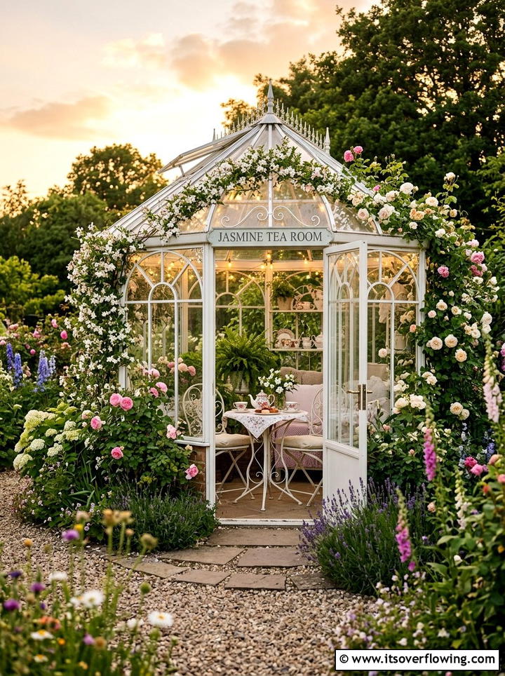 Greenhouse tea room - 25 creative garden ideas with greenhouse corners