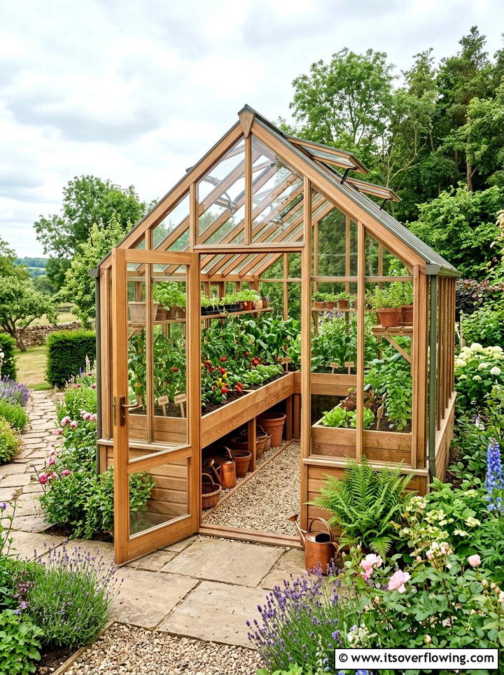 Greenhouse with raised boxes - 25 backyard ideas with raised planter boxes