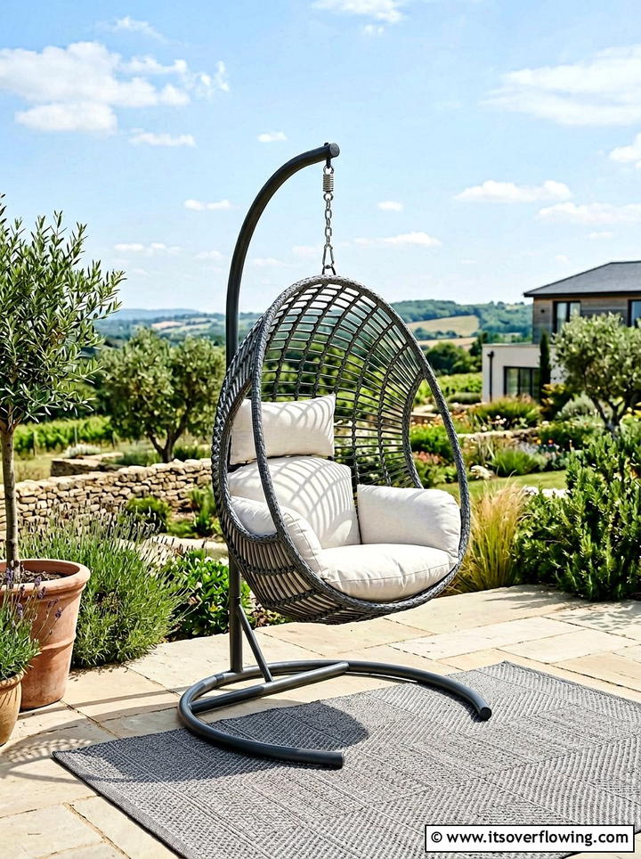 Grey Rattan Hanging Chair - 25 front porch ideas with hanging chair