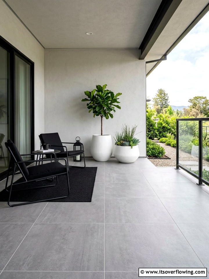 Grey porcelain tile porch - 25 front porch ideas with tile floor