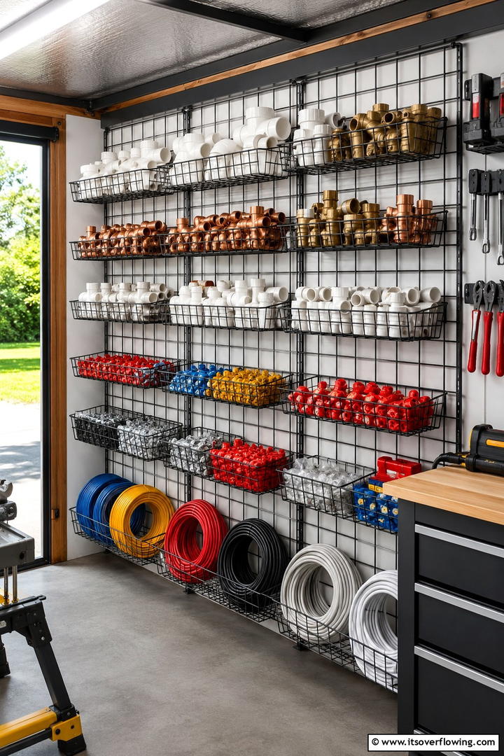 Grid Pattern Shelving - 30 Shed Shelving Ideas for Optimal Storage Solutions