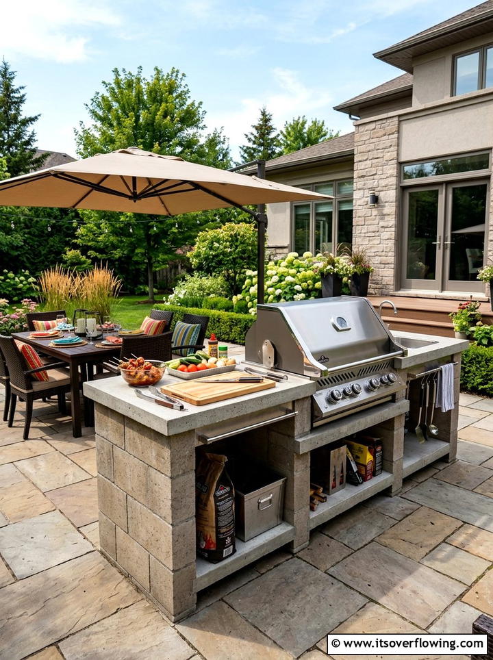 Grill Station - 25 recycled garden ideas with concrete blocks