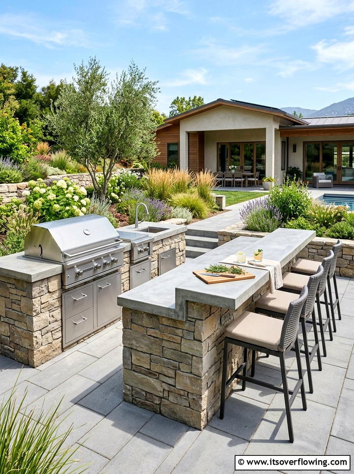 Grill and bar island - 25 backyard ideas with bar area