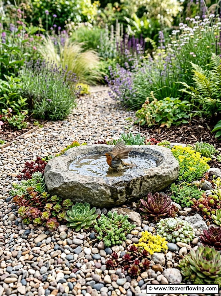 Ground Level Bird Bath - 25 garden ideas with bird baths
