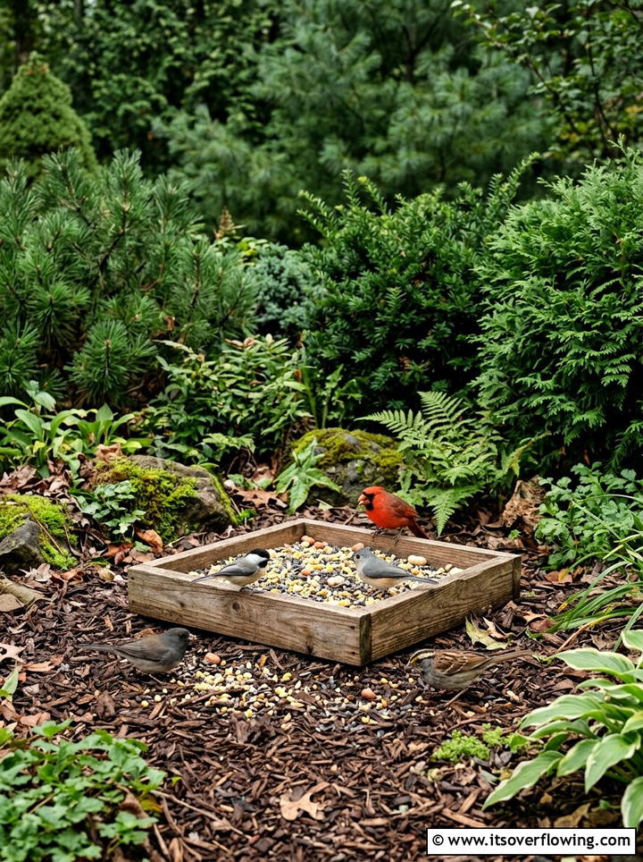 Ground bird feeder - 25 garden decor ideas with feeders