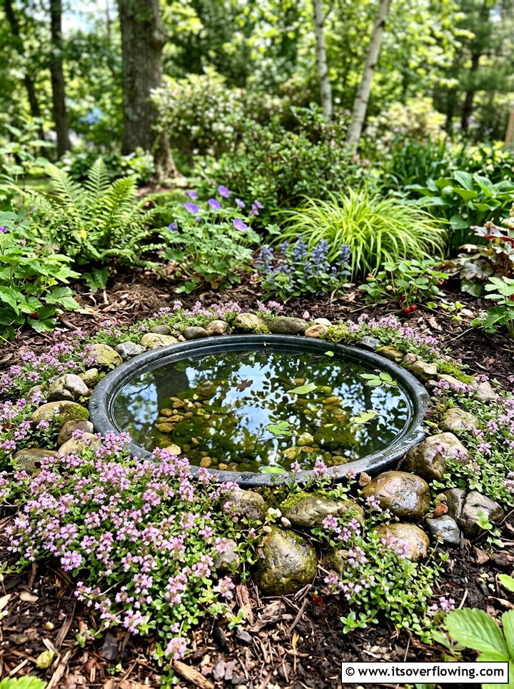 Ground level water bowl - 25 garden decor ideas with water bowls
