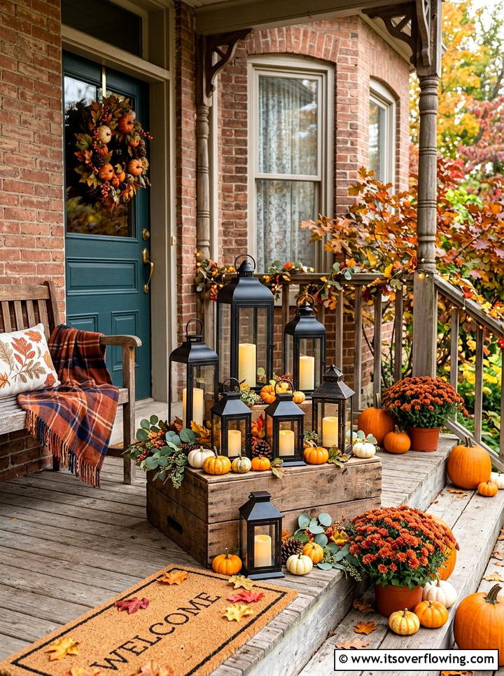 Grouped Multi Size Lantern - 25 front porch ideas with lanterns