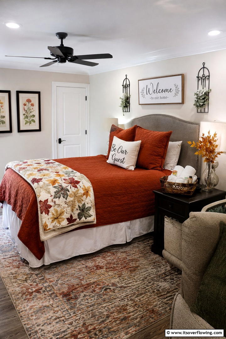 Guest Room Autumn Welcome - 50 Fall Decor Ideas for A Cozy Seasonal Refresh at Home