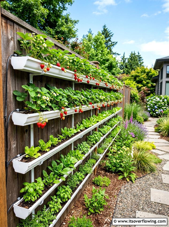 Gutter Fence Garden System - 25 recycled garden ideas with gutter garden