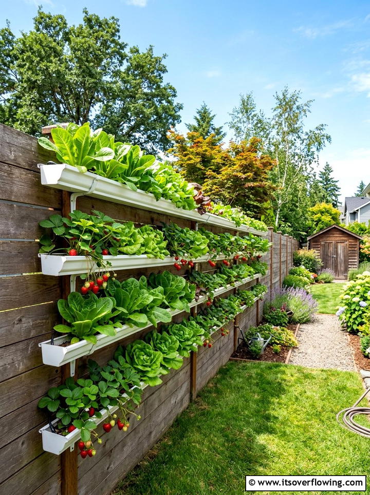 Gutter Garden - 25 upcycled garden ideas for tiny yards