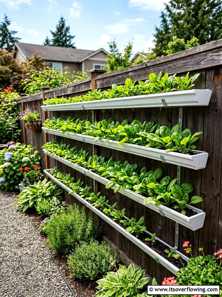 Gutter Garden System - 25 cheap garden ideas with container gardening