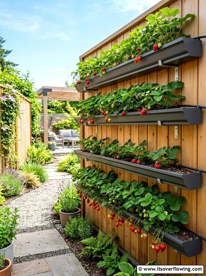 Gutter Garden Wall - 25 recycled garden ideas with pallet wall garden
