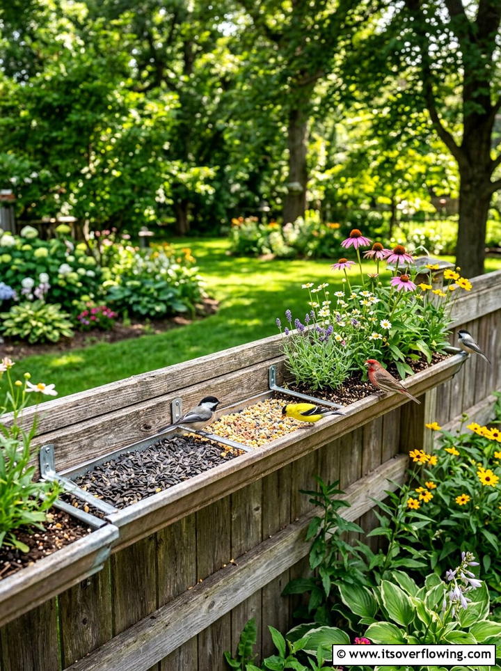 Gutter bird feeder garden - 25 garden ideas with rain gutters