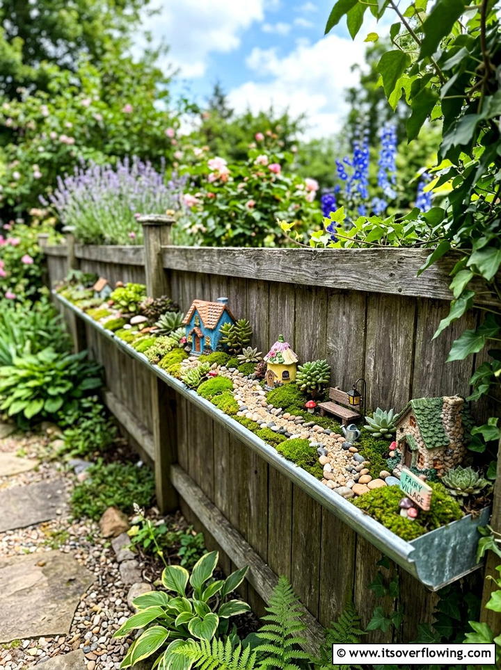 Gutter fairy garden - 25 garden ideas with rain gutters